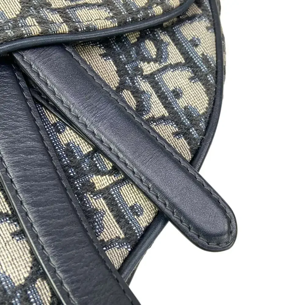 Christian Dior Saddlebag / Trotter Handbag Navy Cream Jacquard Leather
